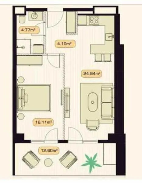 Квартира, 2-комн., 65 м², Sakeni