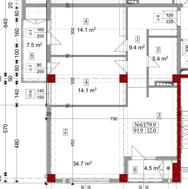 Квартира, 3-комн., 92 м²