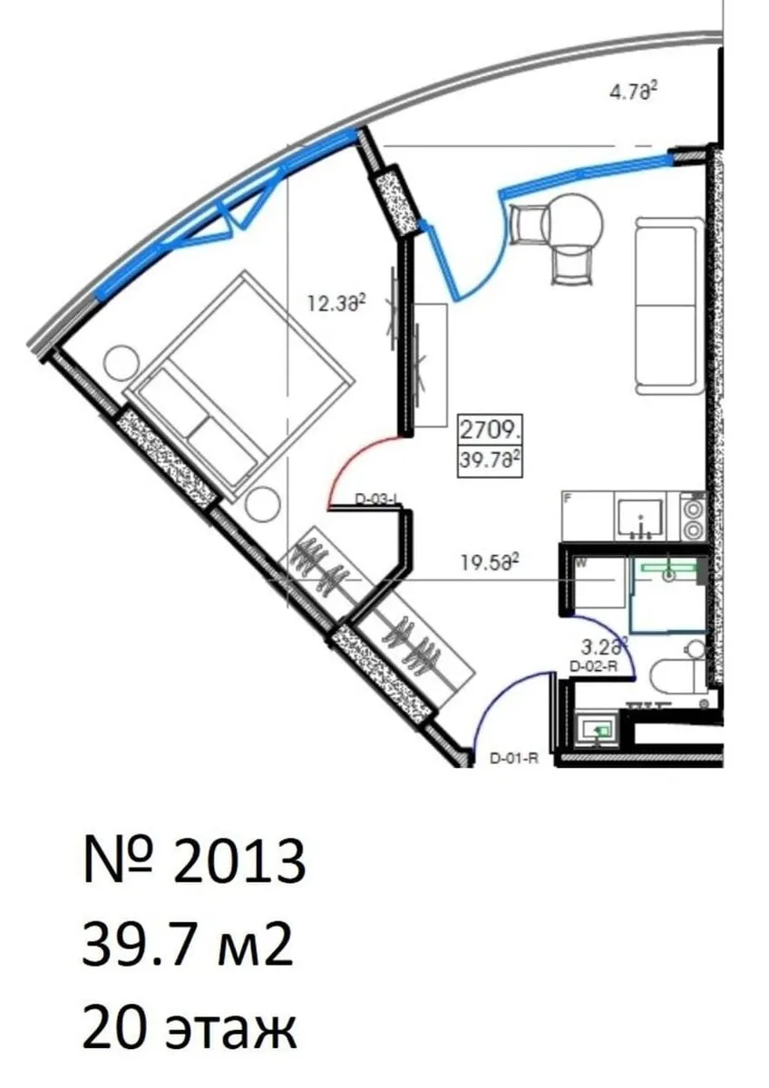 Квартира, 39.7 м²
