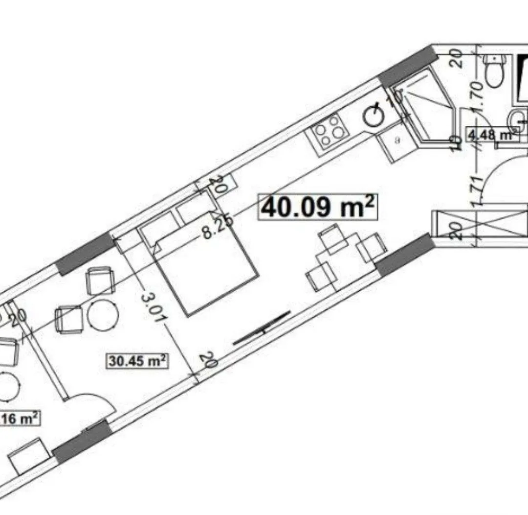 Квартира, 1-комн., 40 м², Optima Residence