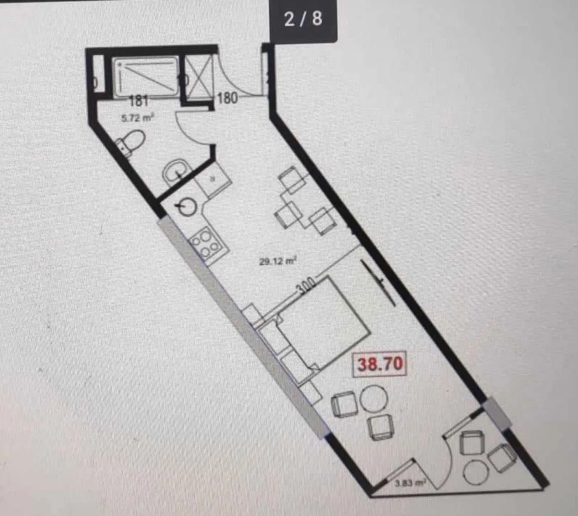 Apartment, 38.67 m²