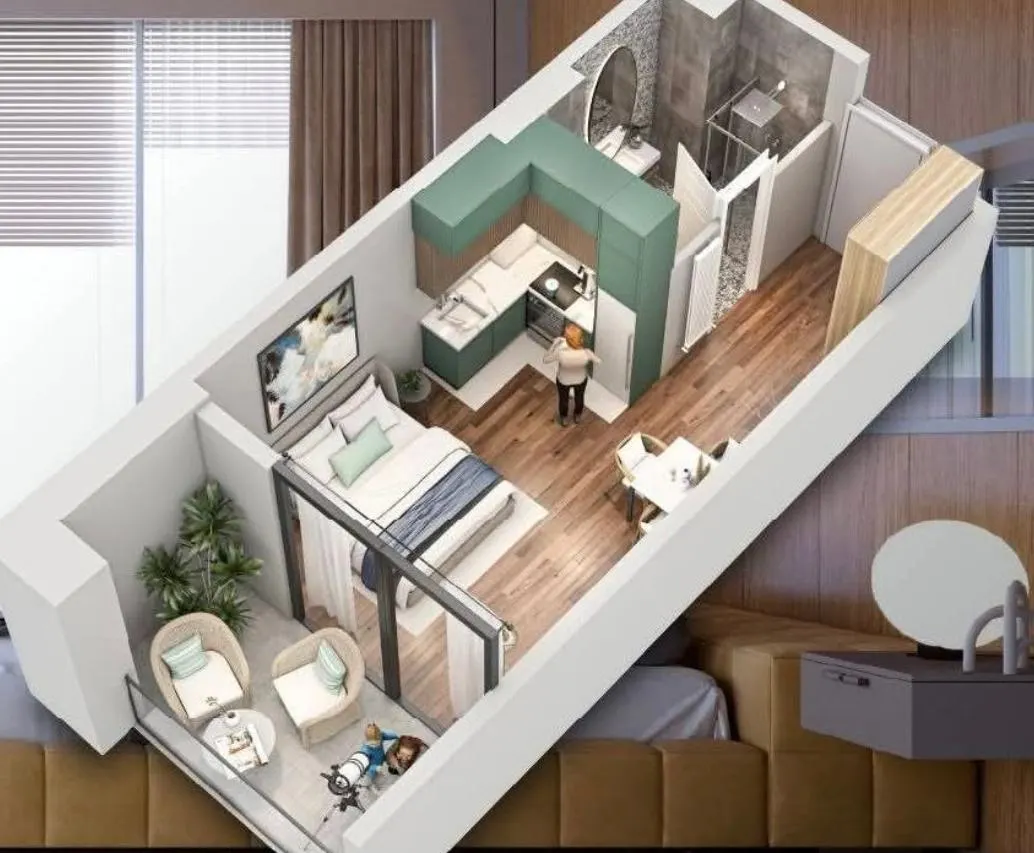 Apartment, 1-room, 32 m², Tekto Franco