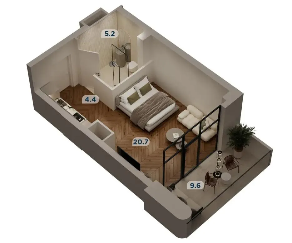 Квартира, 1-комн., 40 м², Grand Avenue