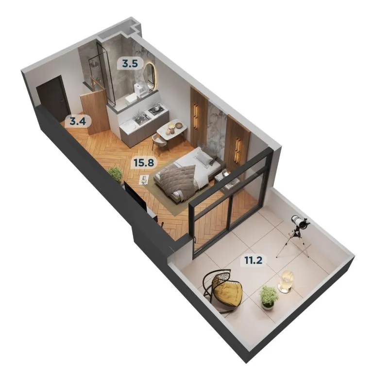 Квартира, 1-комн., 34 м², Archi Universi