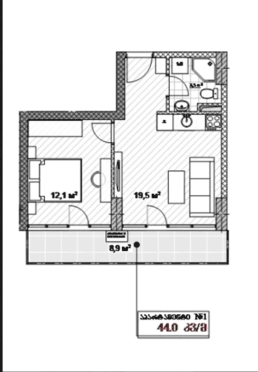 Apartment, 44 m²