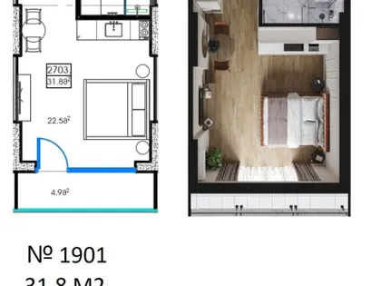 Apartment, 31.8 m²