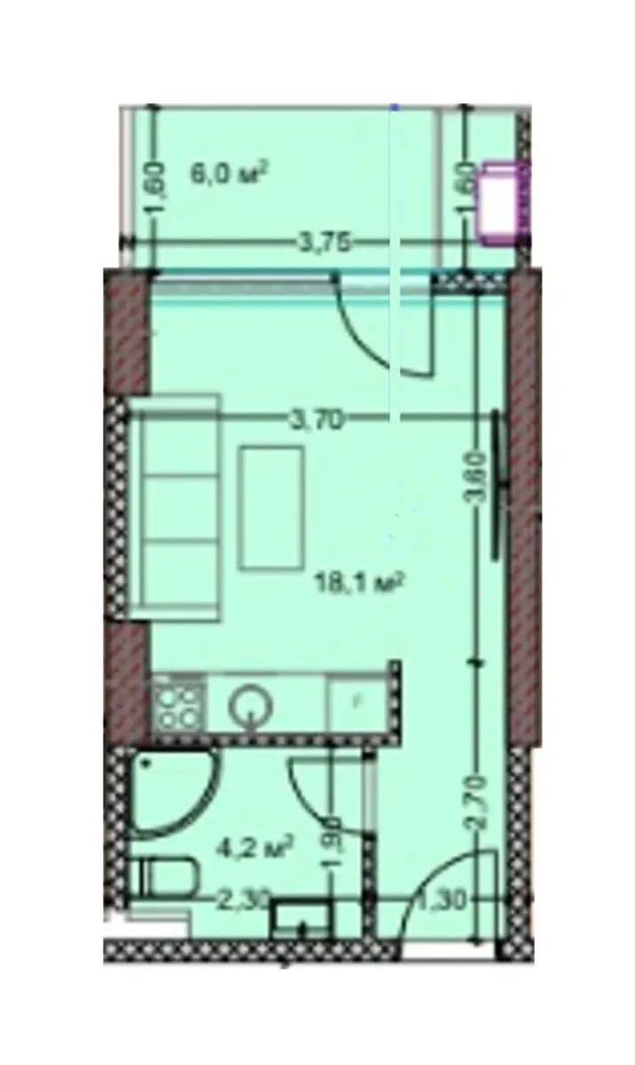 Apartment, 35.6 m²