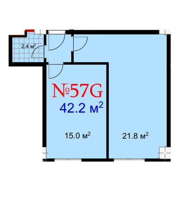 Apartment, 2-room, 44.2 m²