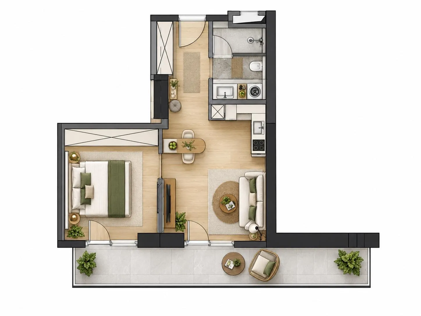 Apartment, 2-room, 58.25 m², Wyndham Residence Batumi