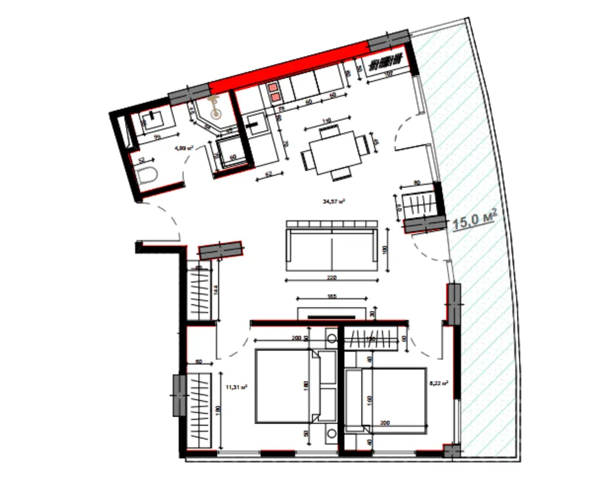 Apartment, 3-room, 75 m²