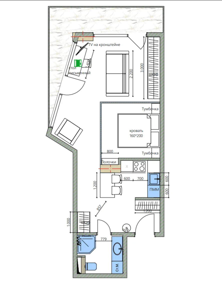 Квартира, 54.7 м²